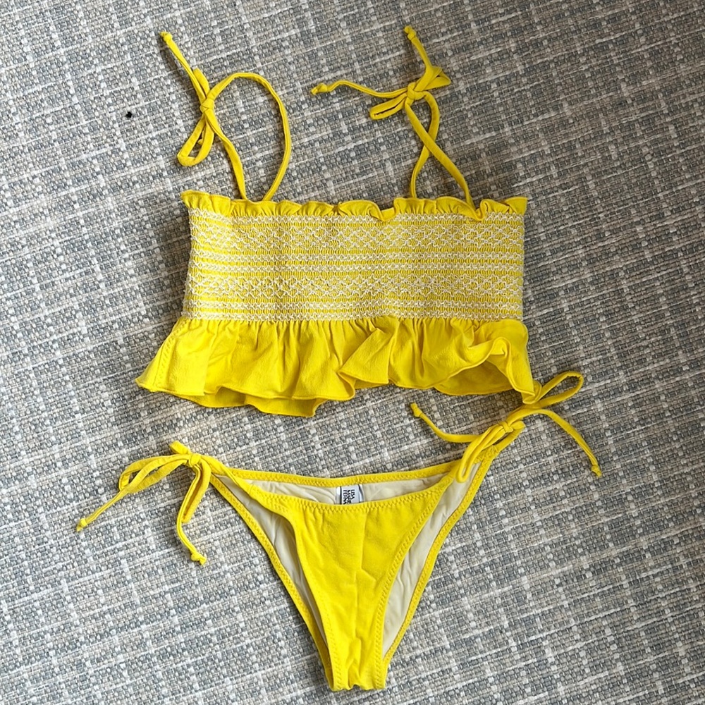 Lisa Marie Fernandez Selena Smocked Yellow Bikini Size 2
